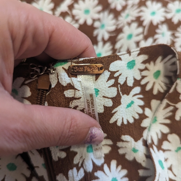 Free People electric daisy brown, white and green swing dress size 8 - Picture 6 of 9